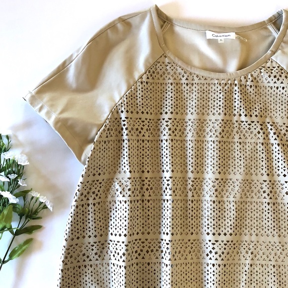 Calvin Klein Tops - Calvin Klein beige perforated faux leather top